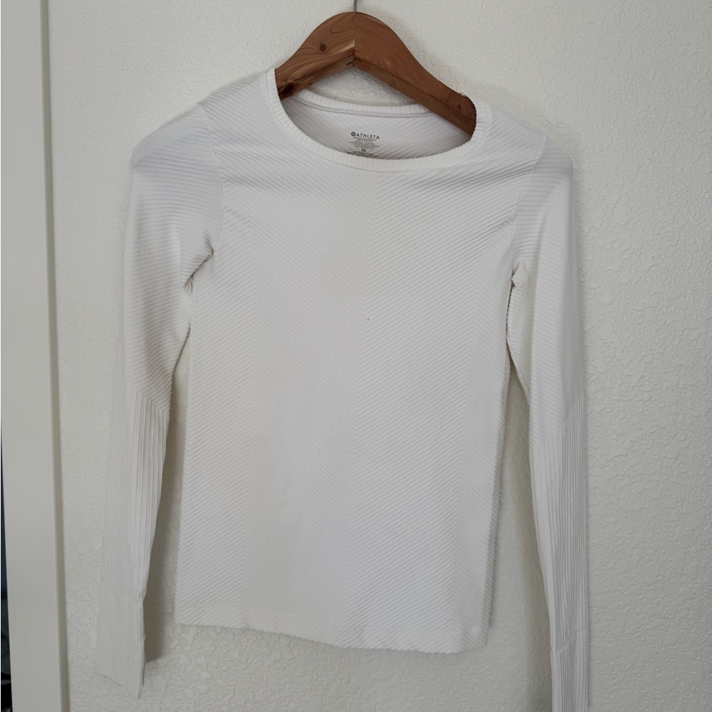 Athleta White Ribbed Women's Top